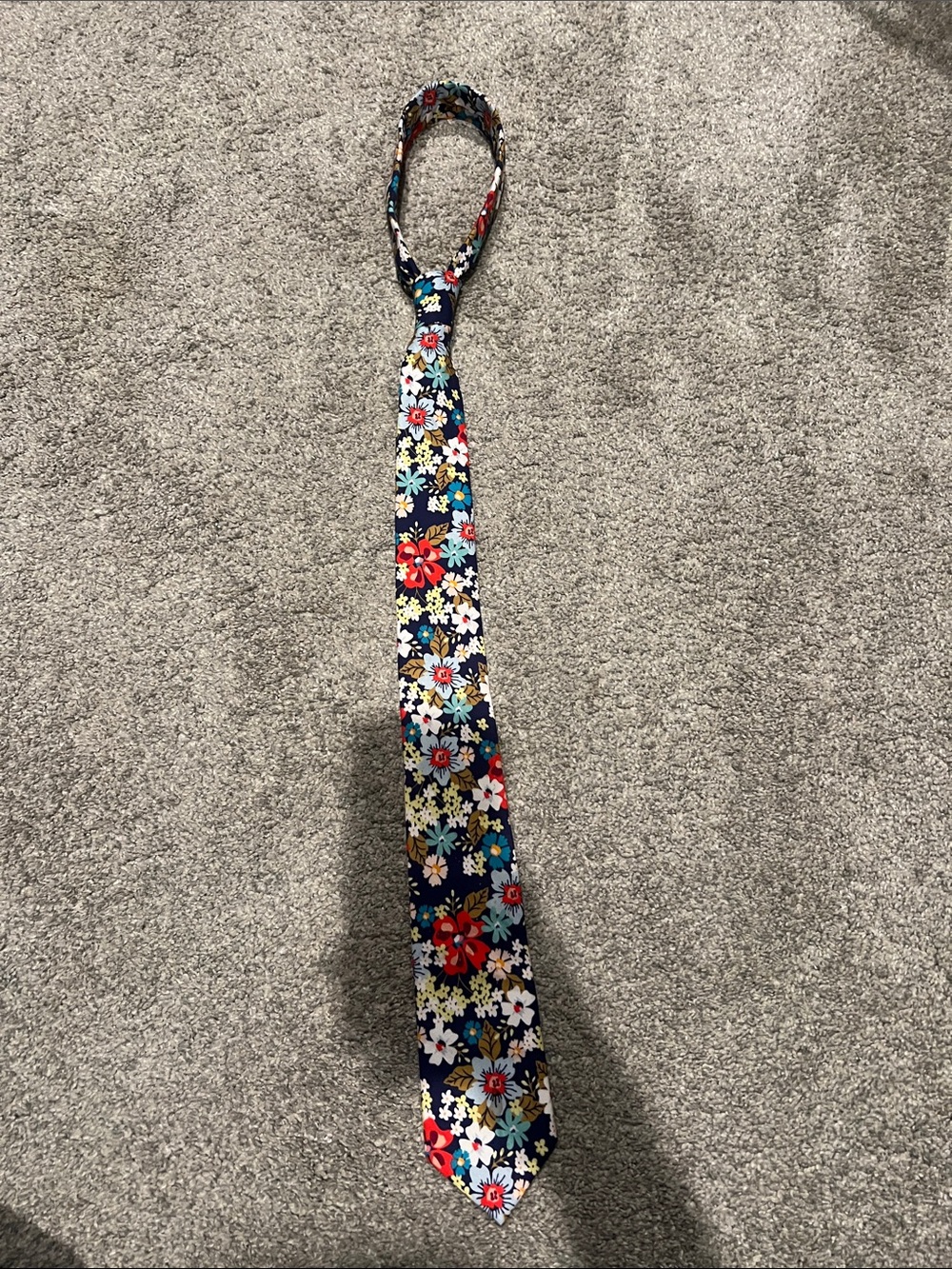 Littlest Prince Navy Floral Slim Necktie